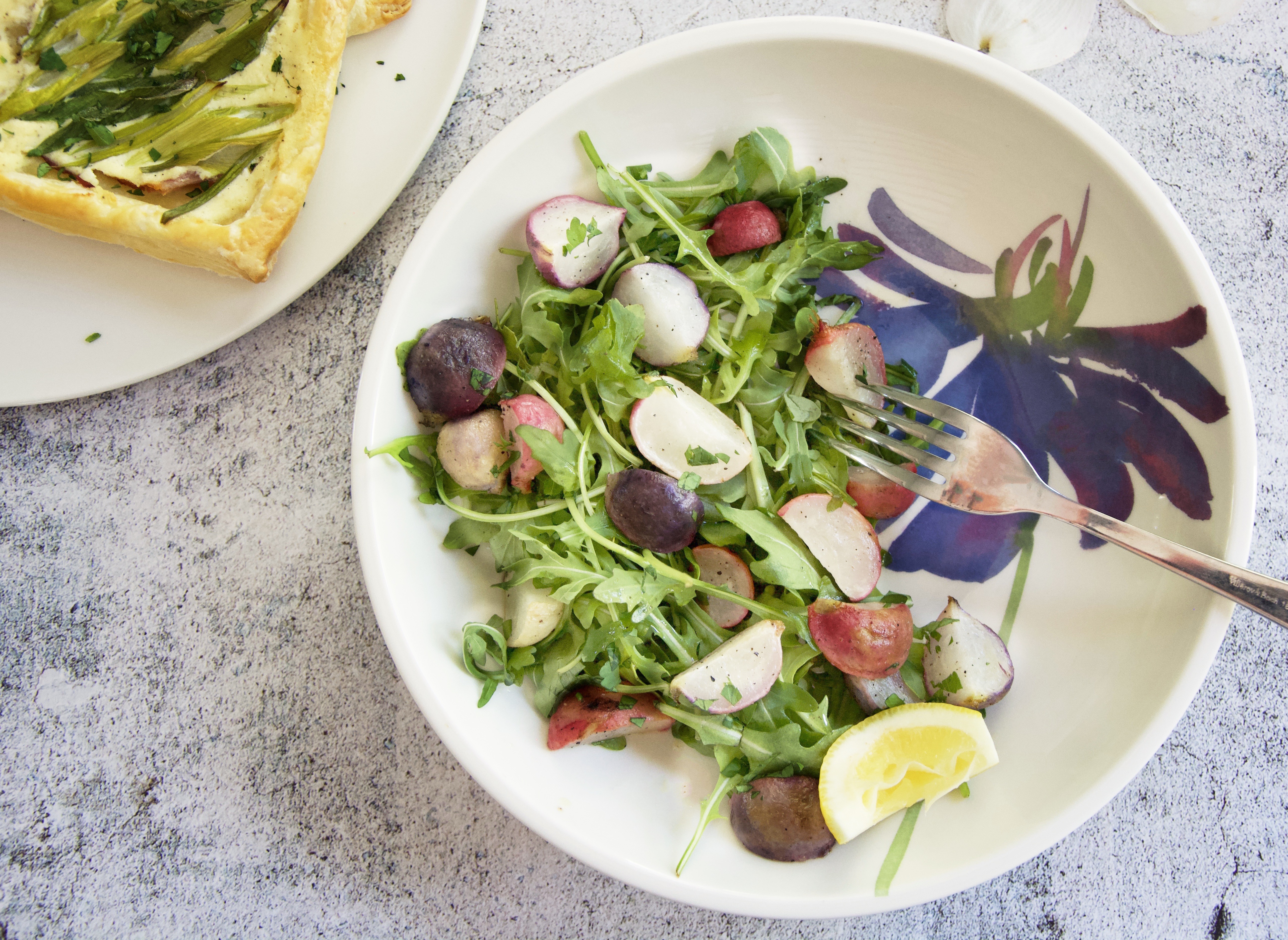 roasted radish salad on Artesano Flower Art