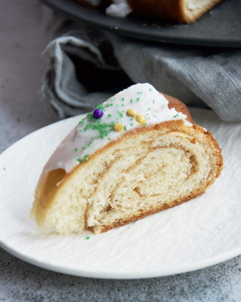 King Cake on white dinnerware